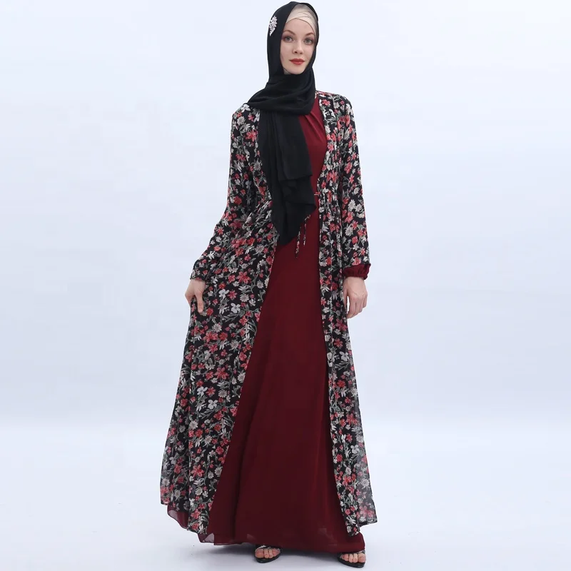 
Stock spot goodds promotion summer front open kimono abaya for women 