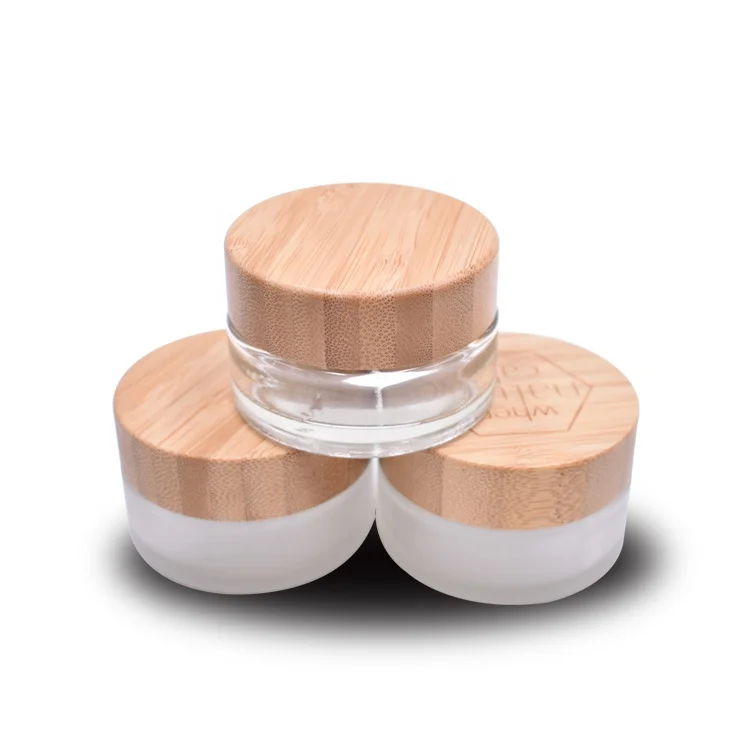 Рекомендуем, баночка для ухода за кожей высокого качества, стеклянная бамбуковая пустая прозрачная баночка 50 г, стеклянная баночка, Бамбуковая крышка