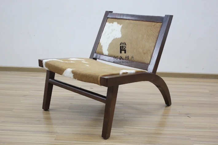 Wooden chair in cowhide leather KA-32