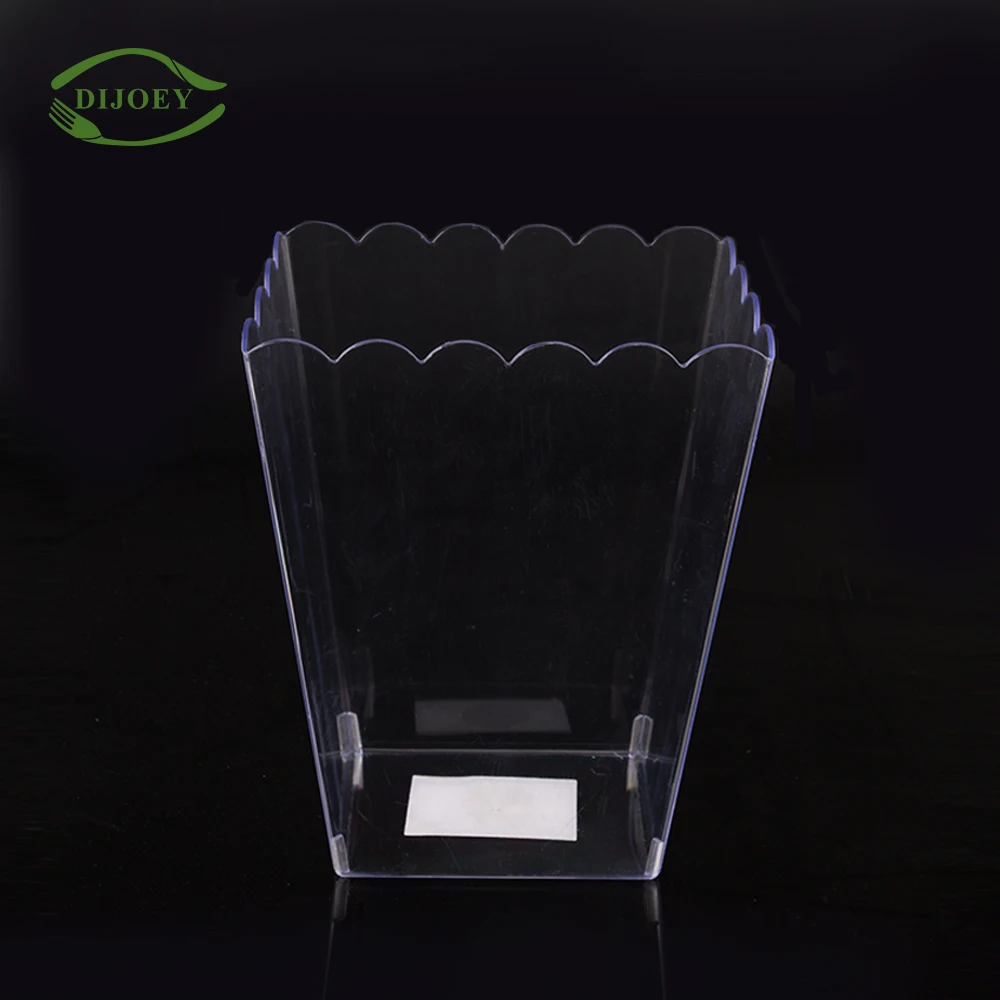 Custom disposable small square shape clear wine beer champagne ice bucket