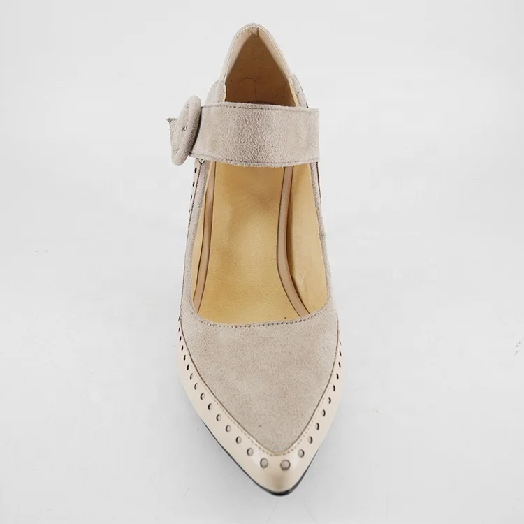 Fashionable Ladies Leather Dance Shoes With Stiletto Heel
