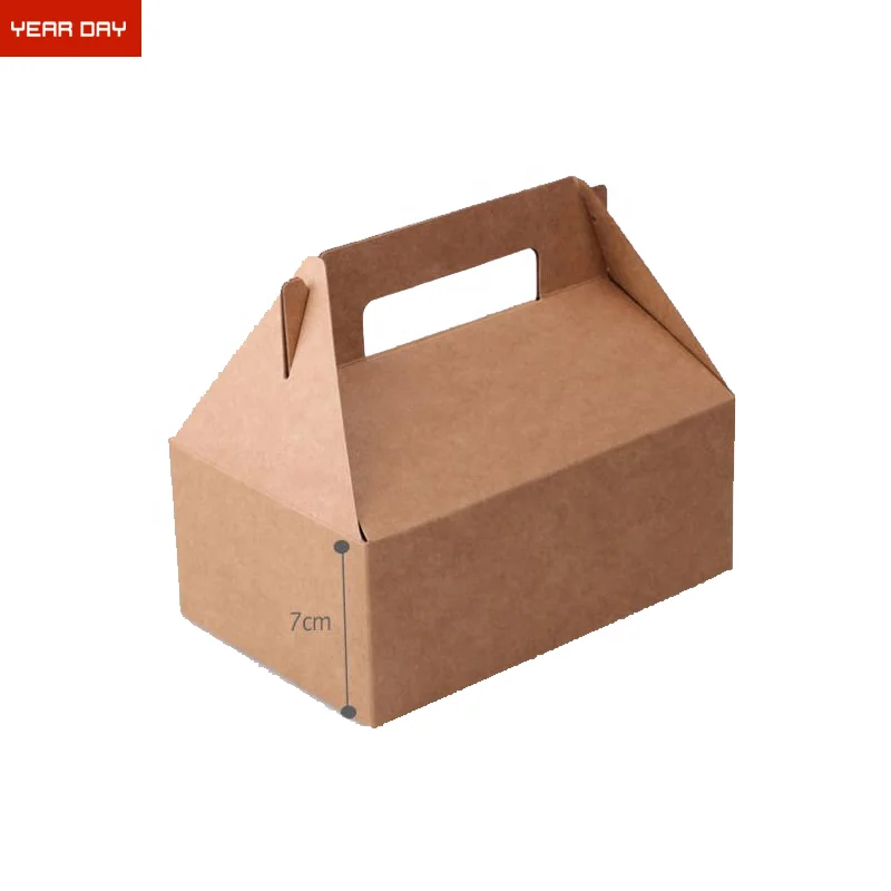 Black Large Gable Kraft Paper  Cupcake Box with Handle