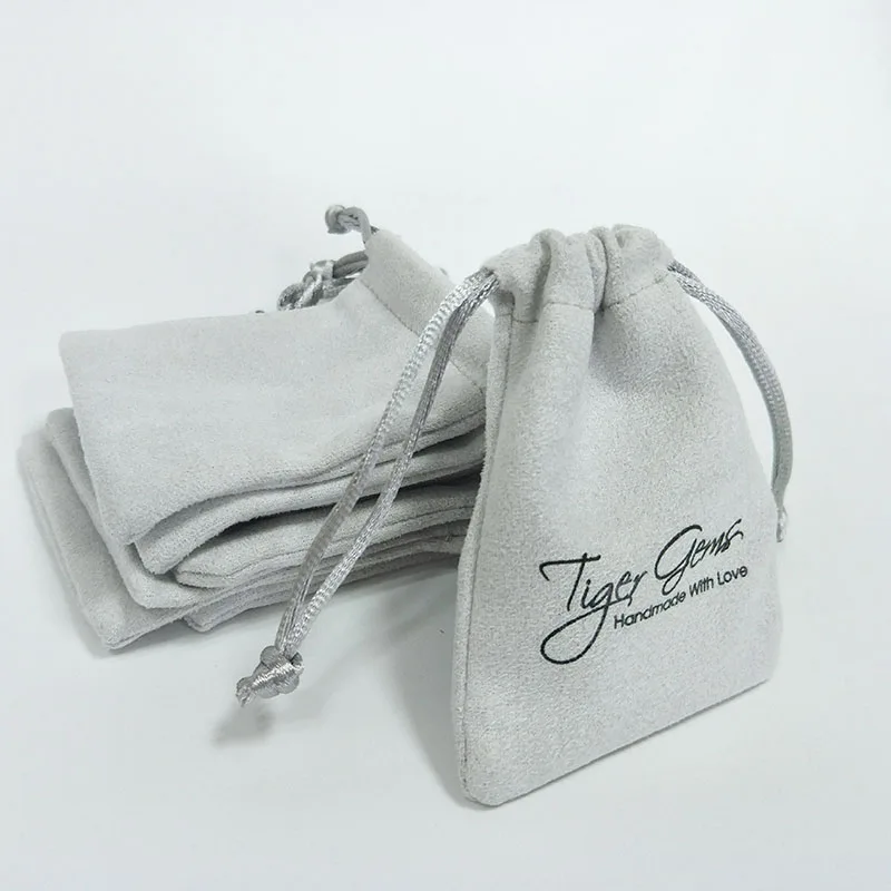 fashionable luxurious drawstring Soft Suede Velvet Pouch Jewelry Bags With Logo custom