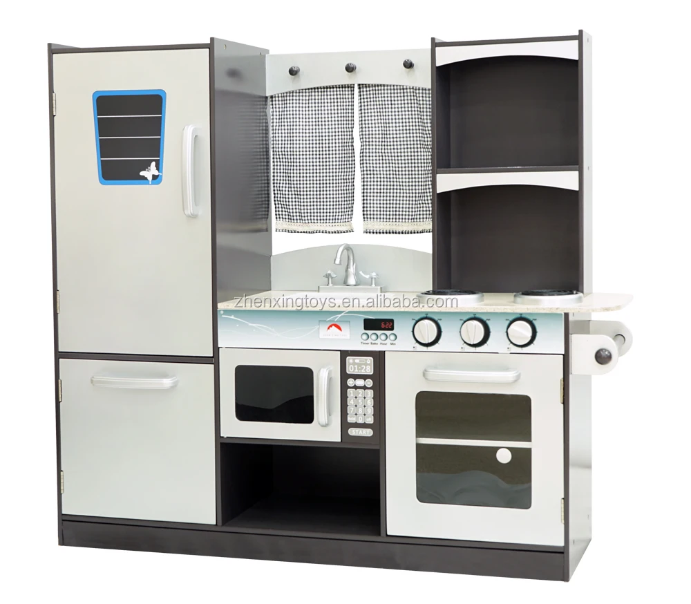
USA hot-selling black color wooden kids big kitchen toy set 