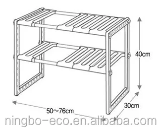 Over / Under the Sink Adjustable Kitchen Dish Drainer Plastic Shelf Storage Rack Organizer