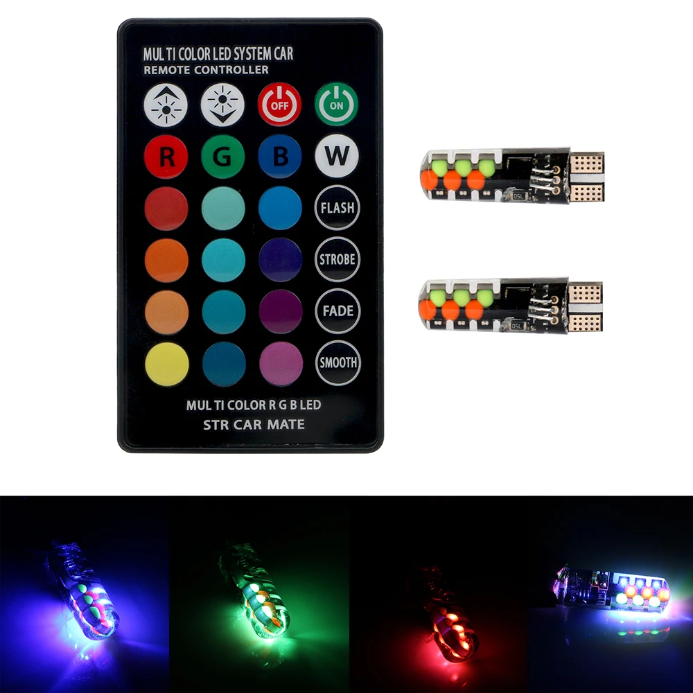 Car LED Atmosphere Lights T10 bulb W5W parking light  Remote Control Interior Lights RGB
