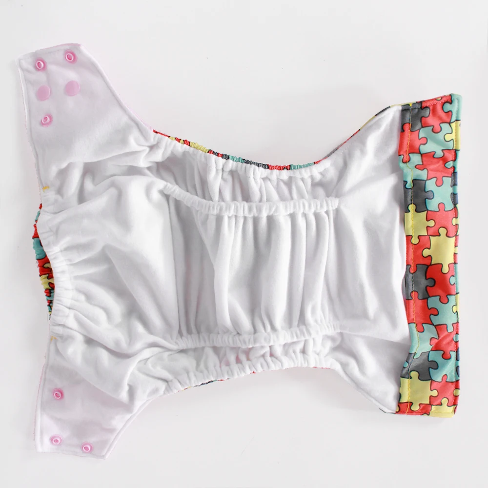 Reusable all in two diaper AI2 cloth diaper with double gusset patchwork washable PUL diaper nappy