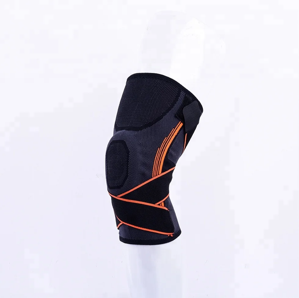 Elastic Ultra Flex Athletics Knitted Knee Compression Support Sleeve with Silicone Patella Ring Compression Knee Sleeve Brace