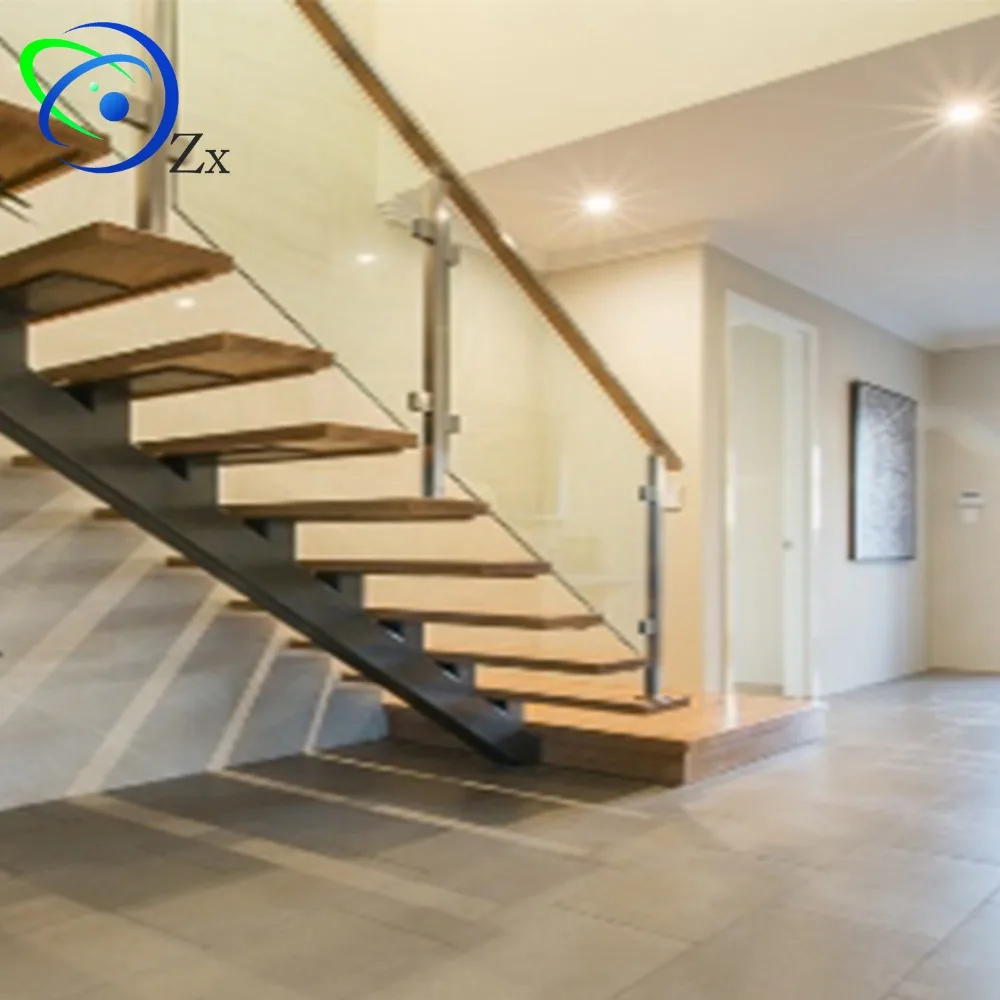 
Easy Installation Home Design Straight Staircase Stainless Steel Curved Metal Entrance Double Plates Stair 