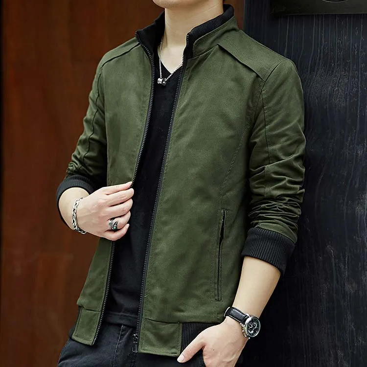 Mens Casual Windbreaker Outerwear Slim Fit Cotton Lightweight Zip Up Jackets