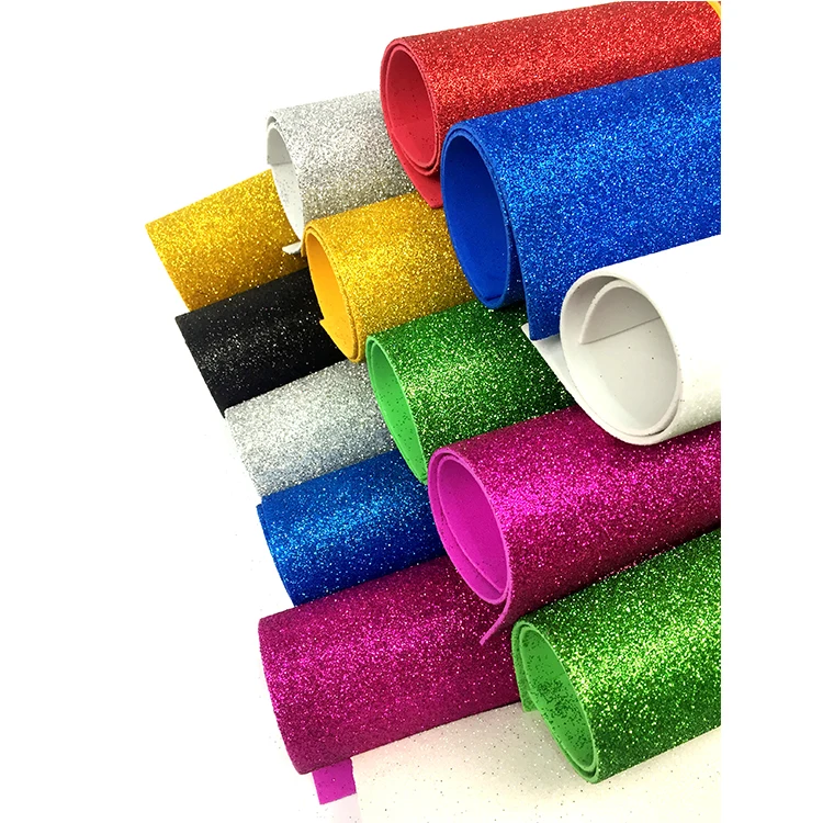 
2mm colored glitter self adhesive EVA foam sheets 3pcs wholesale supplies 