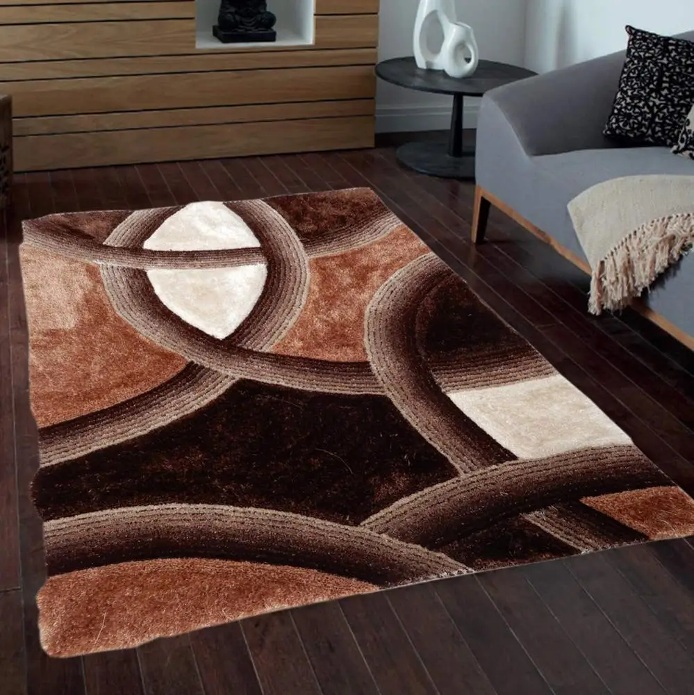 Luxury Living Room Chocolate Modern Design 3d Shaggy Rug Floor Area Rug Carpets and Rugs