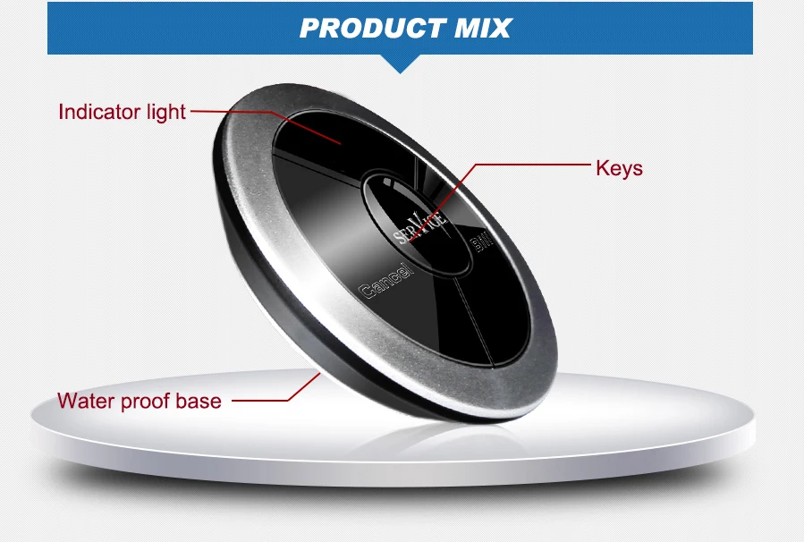 
HCM310 Newest 360 degrees all-round waterproof restaurant wireless service call button 