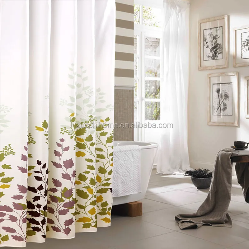 polyester printed fabric shower curtain for bathroom
