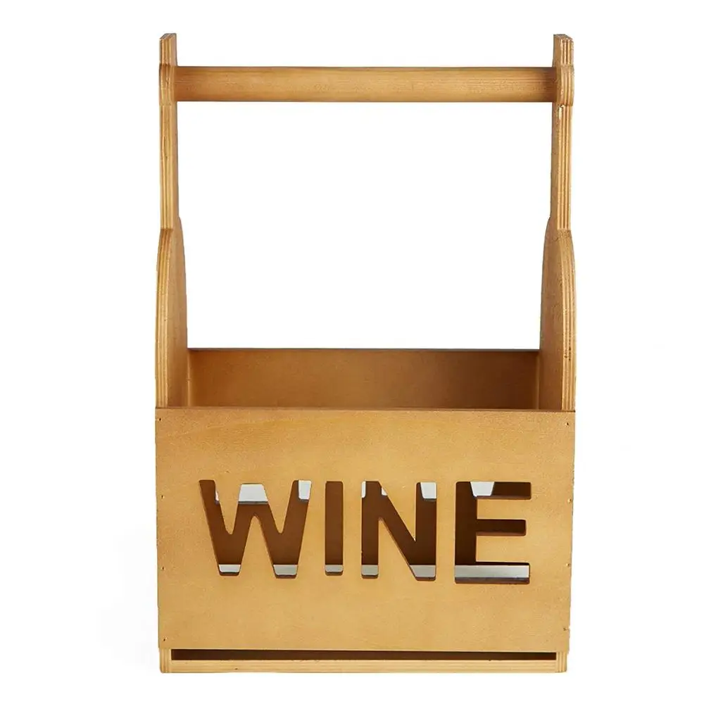 Antique Handmade 6 Bottle Wooden Beer Wine Carrier with Handle