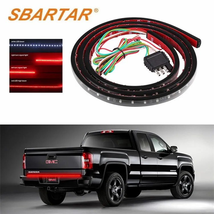 60 In Redline Led Tailgate Strip Light Bar Turn Signal Parking Brake Reverse Tail Lights for Pickup Truck