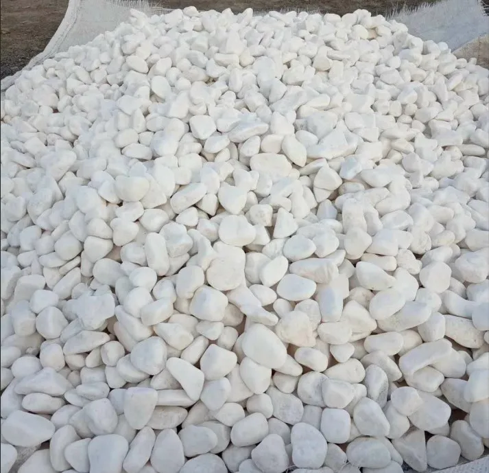 Tumbled snow White pebble stones for landscaping