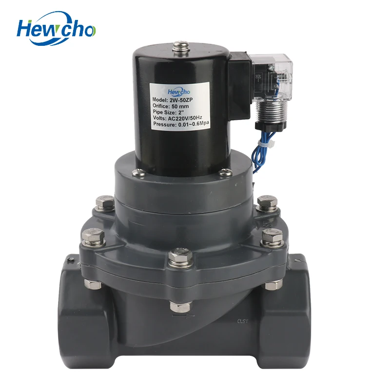 
AC 220V UPVC CPVC Anti Corrosive Solenoid Valve for Liquid Seawater Acid Chemical Normally Closed 