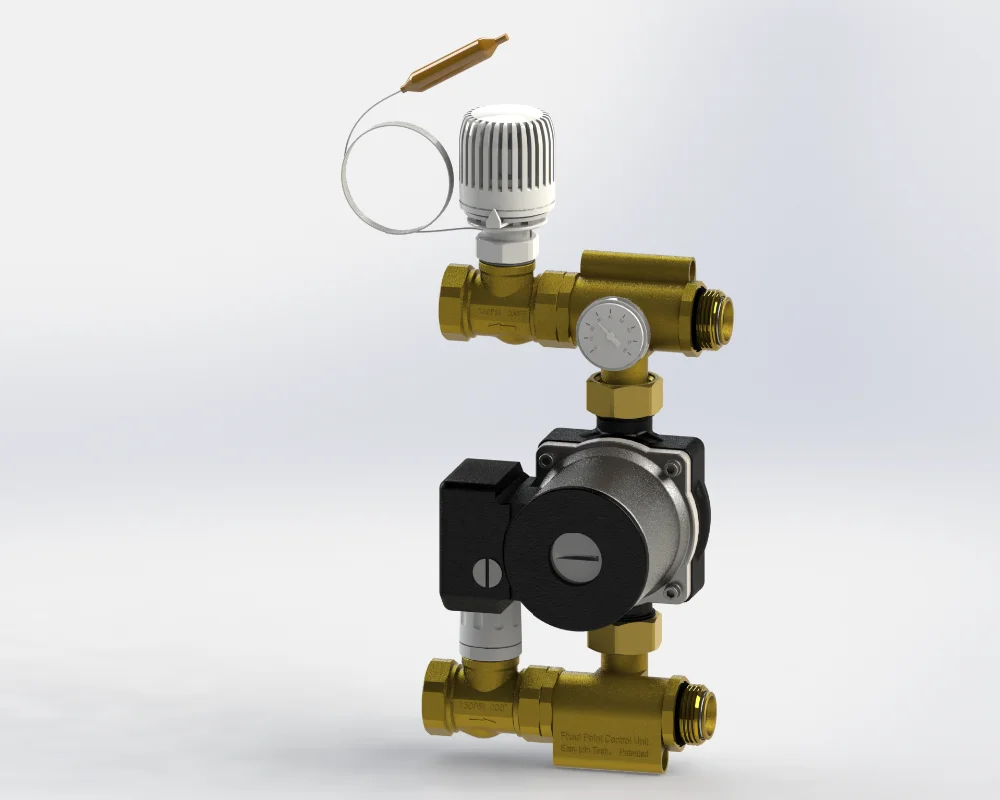 Pump station, mixing station with high efficiency pump for underfloor heating system