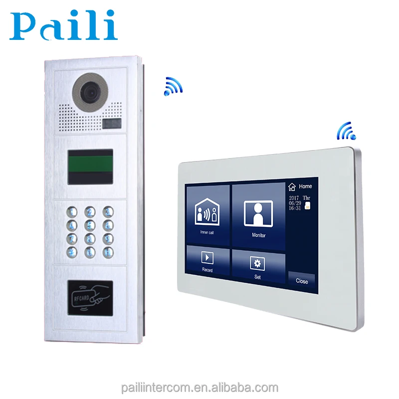 2 Wire Video Door Phone Intercom System With 7 Inch  Screen Monitor Night Vision Door Entry System For Villa Security