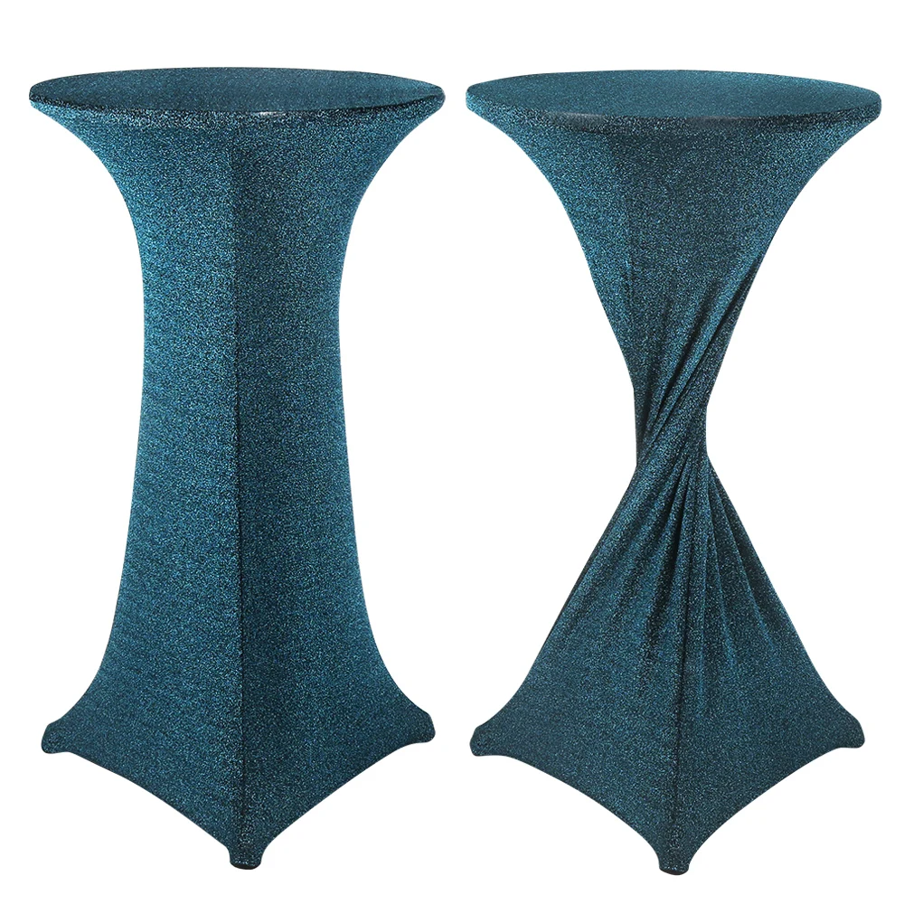 
hot sale sequin champagne gold turquoise shiner spandex cocktail table cover bar cloth factory manufacturer 