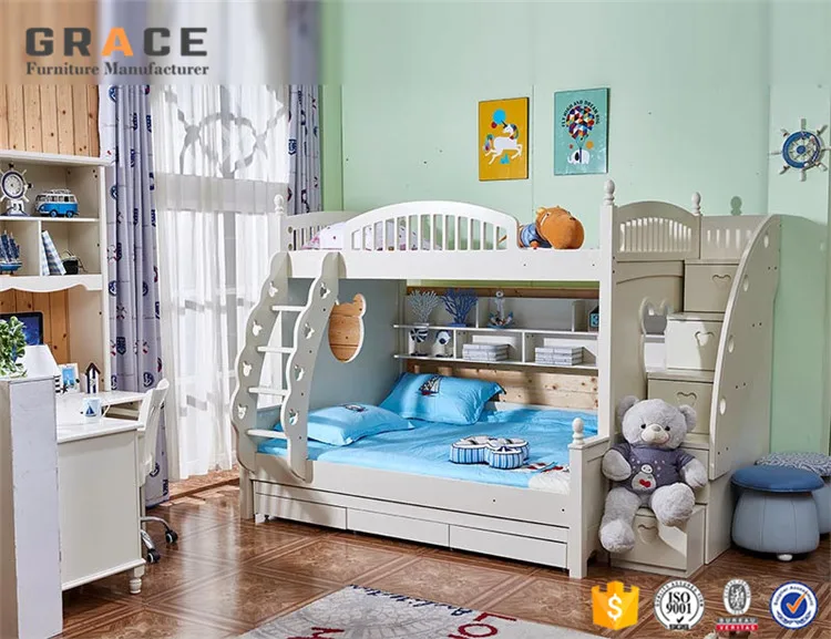 Современная детская деревянная трехъярусная кровать для детей