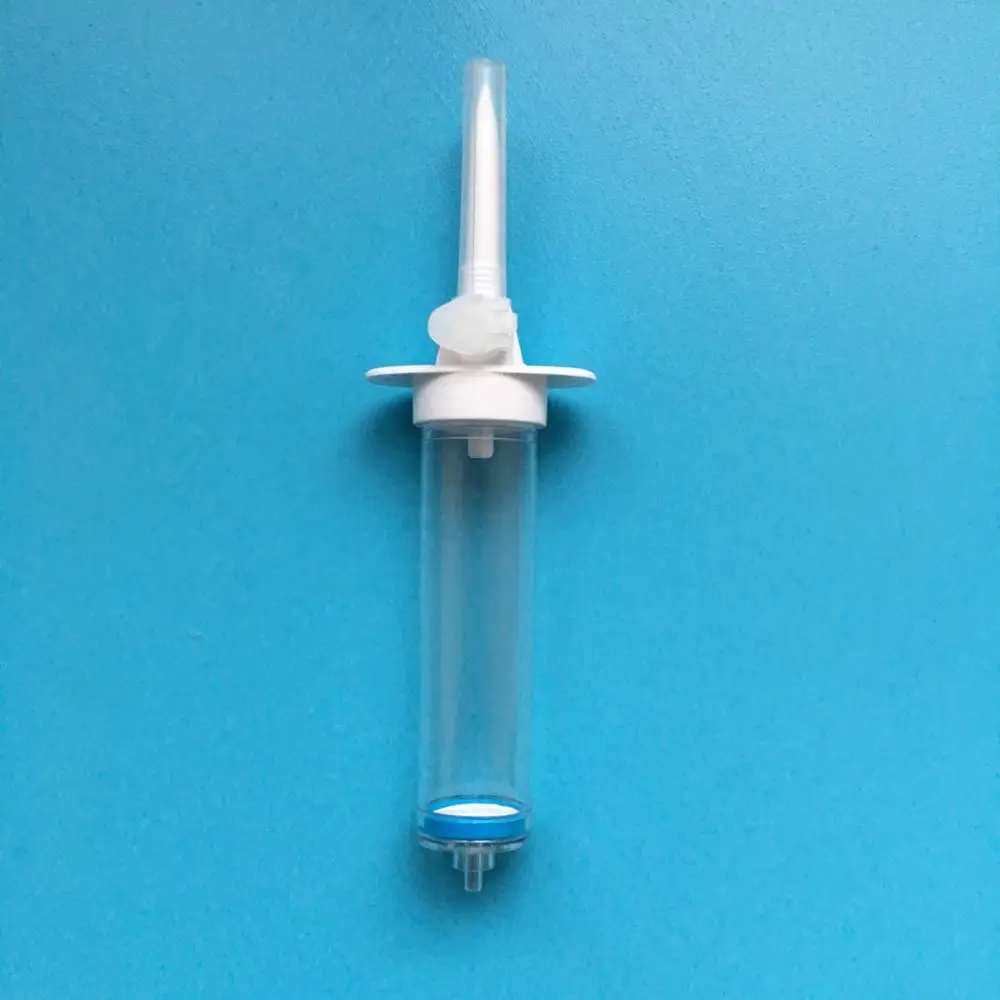 Infusion drip chamber with automatic flow stop function