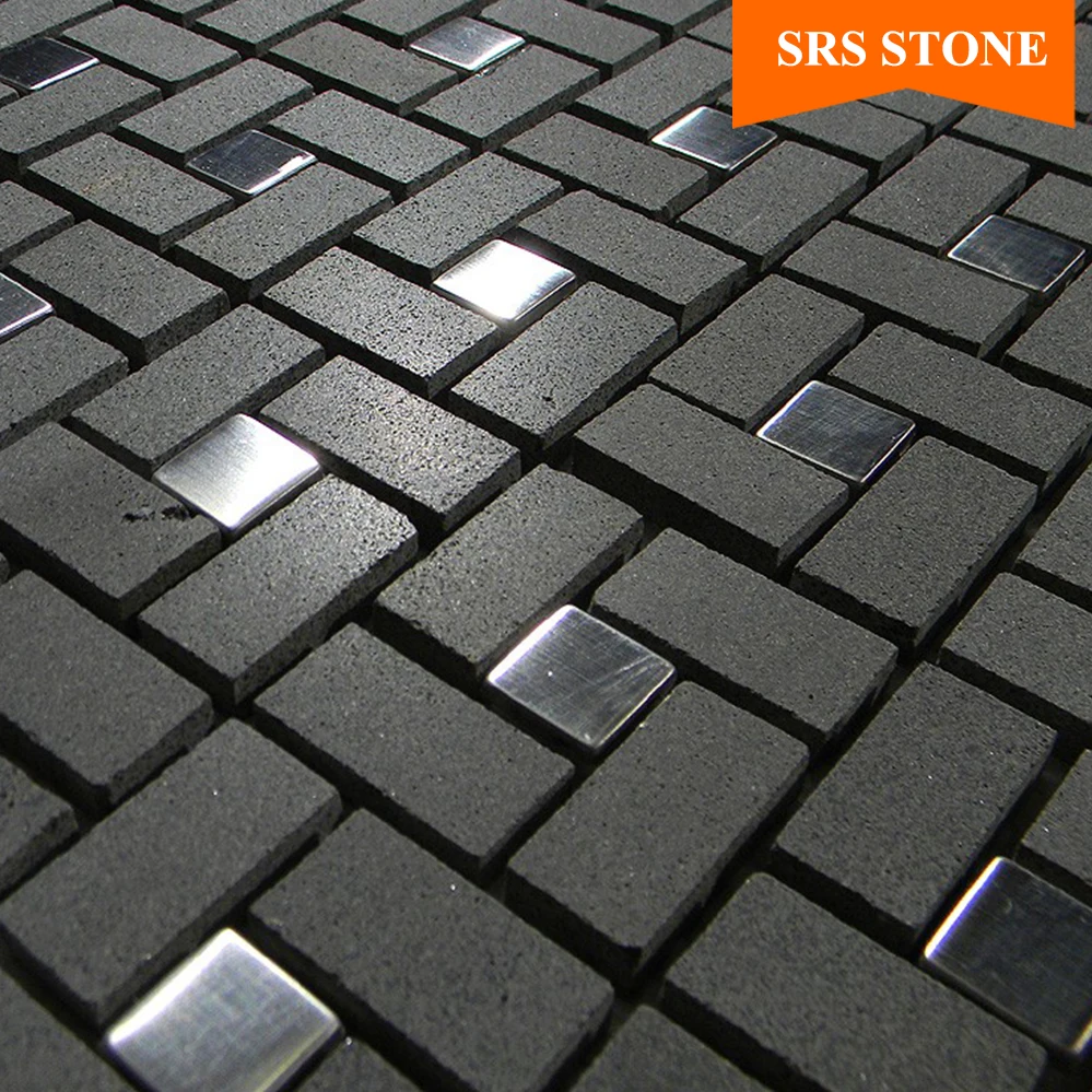
China Black basalt paver natural split cube driveway granite 
