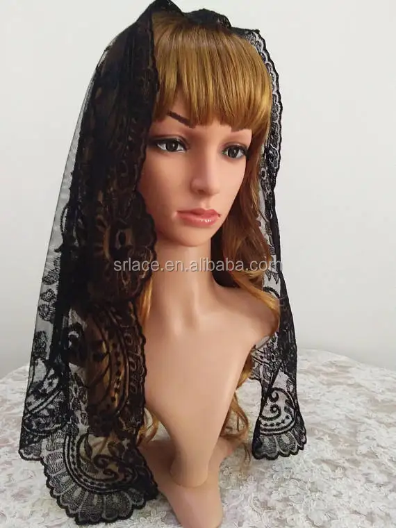 
Black Authentic Spanish Lace Mantilla Catholic Lace Veil Chapel Lace Mass 
