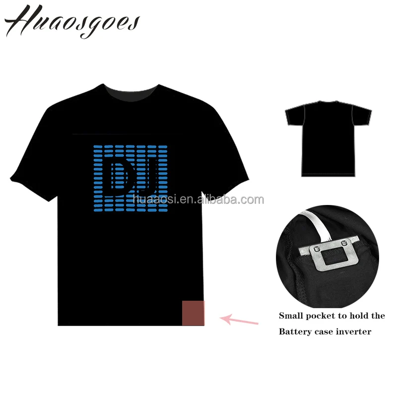 Free sample 2020 China made flashing music sound control el panel light led tshirt for Christmas party