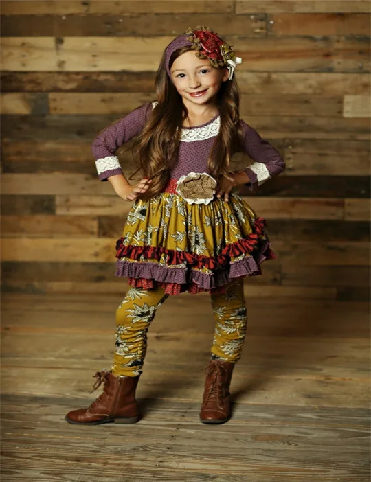 
adorable ruffle printed floral casual boutique teen girls outfit 