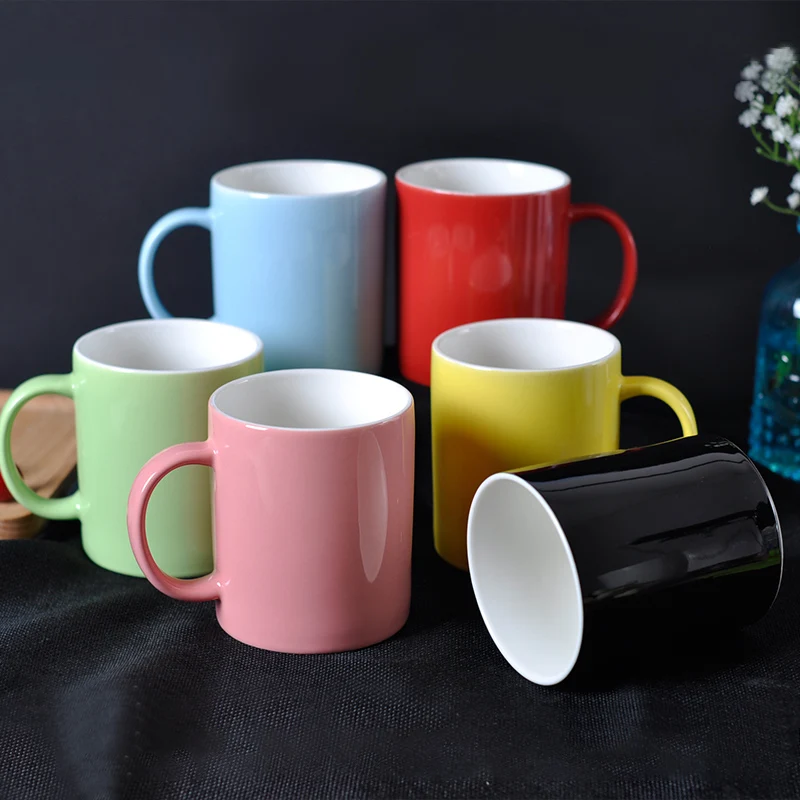 OEM high quality sublimation white or black porcelain mug blank orca coating ceramic mug coffee cup with custom logo