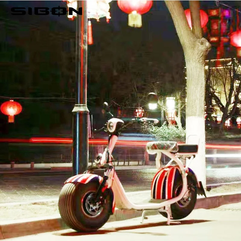 SIBON 48V 800W lithium battery fat tire disc brake electric scooter chopper