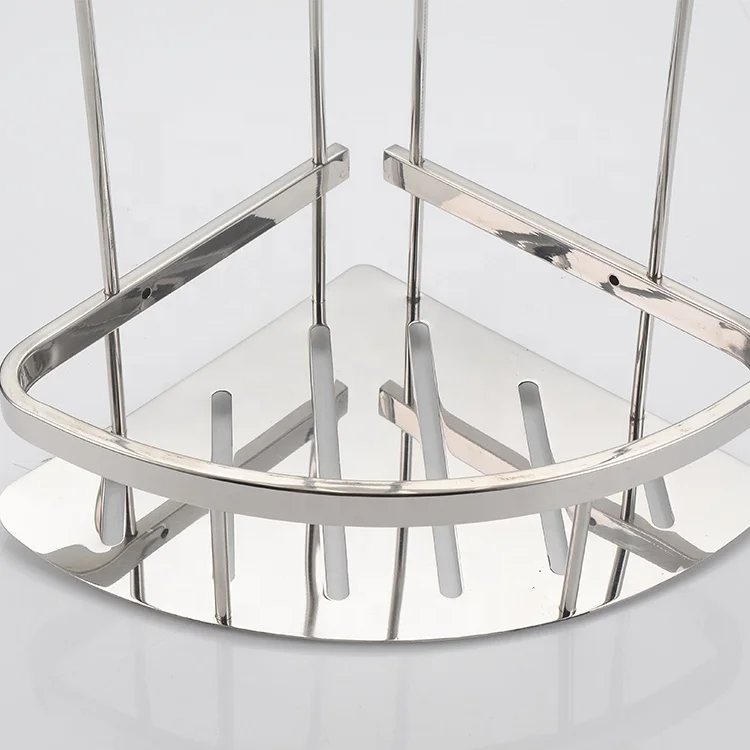 Bathroom shelf Triangular storage rack SUS304 Stainless steel corner frame Steel plate double angle frame