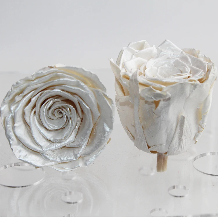 
Latest real natural Metal Metallic preserved rose heads Golden long lasting preserved roses for decorative metal roses 