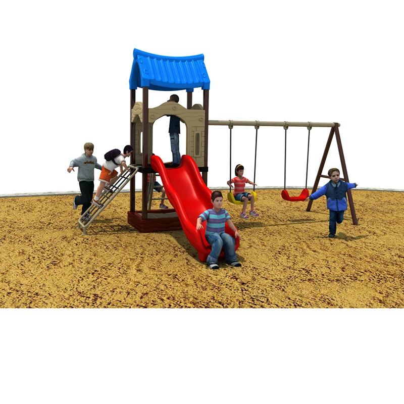 Safety material swing outdoor playground plastic garden slide and swing play set