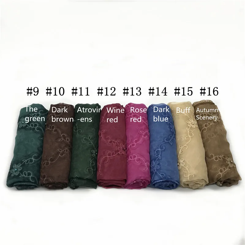 Hot sales national muslim  Arab Long Wrap high quality brede pearl  voile head cover