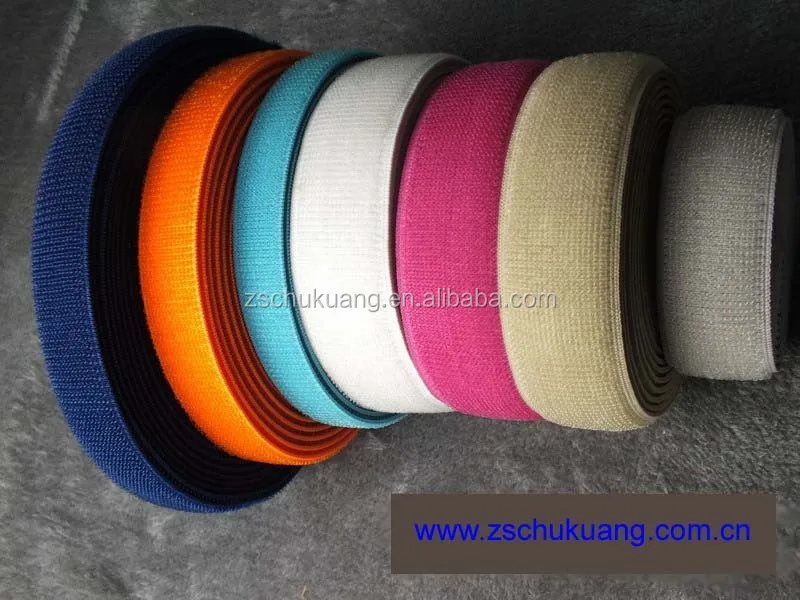 Factory supply flexible black and white hook and loop elastic straps with a buckle