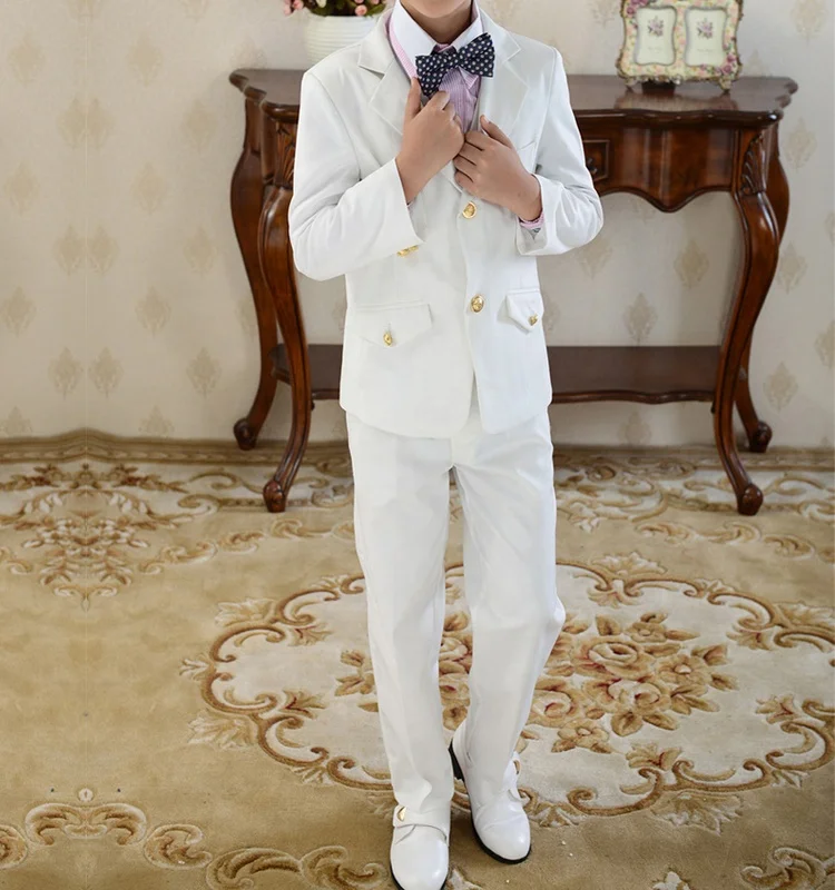 Новейший дизайн, детский белый костюм из 3 предметов, модное пальто для мальчиков, свадебное детское платье, костюм для мальчиков из Китая