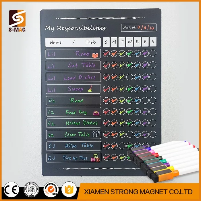 Custom size Easy erasable magnetic menu board fridge magnetic black board magnetic boards for kitchen