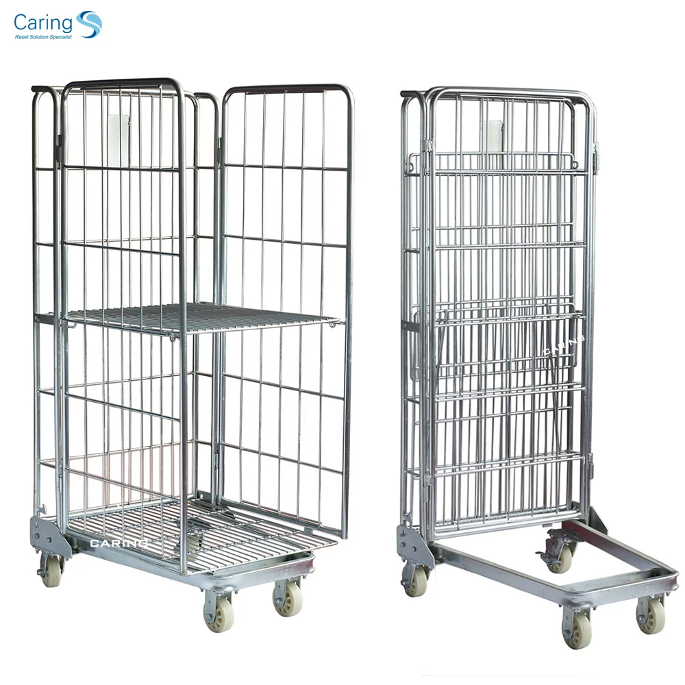 Warehouse trolley roll cage container