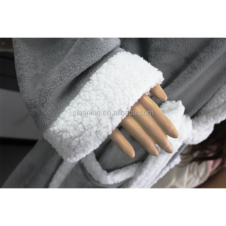 China supplier hood sexy spa 100 polyester luxury stain coral fleece thick women bath robe