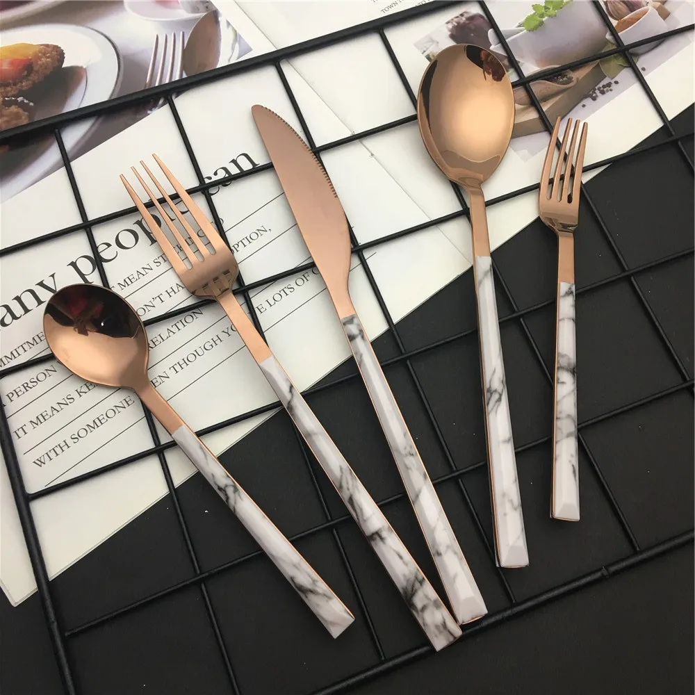 Full tag hotel cutlery tableware for table setting gold Besteck inox cubiertos couverts 24pcs stainless steel dinnerware sets