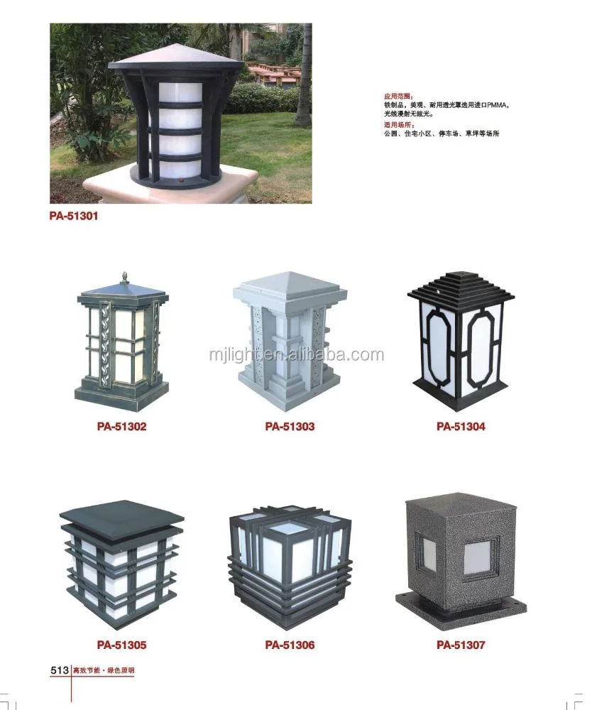 Exterior Antique Cast Aluminum Garden Led Pillar Light