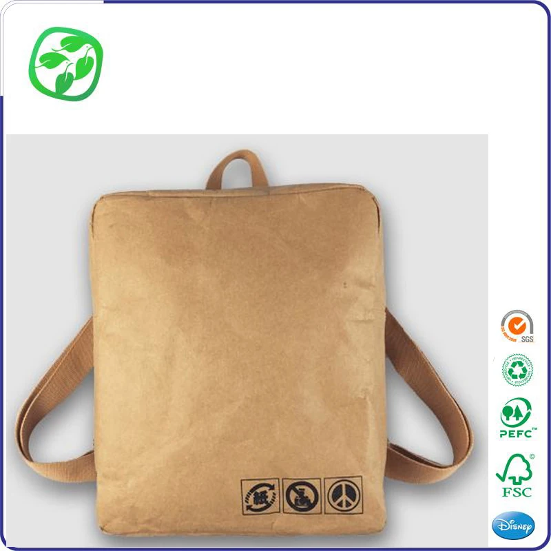 school usage bag folded washable kraft paper backpack