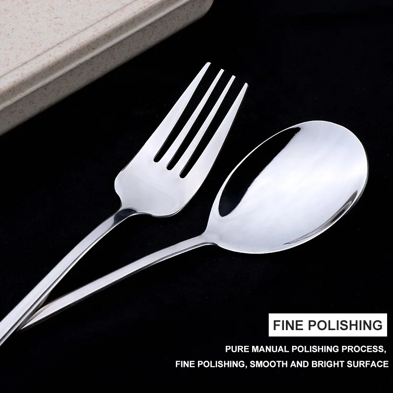 
5pcs Portable Luxury Stainless Steel Flatware Cutlery Sets with Wheat Gift box for Promotion 