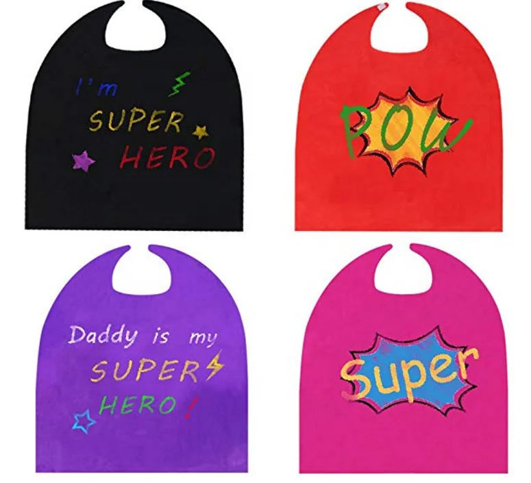 Custom logo printed cosplay costume satin silk superhero cape and masks for kids children