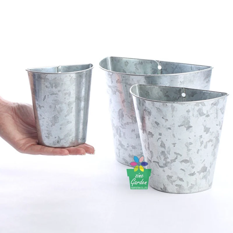Farmhouse wall planter metal galvanized hanging flower pots bucket for garden decor