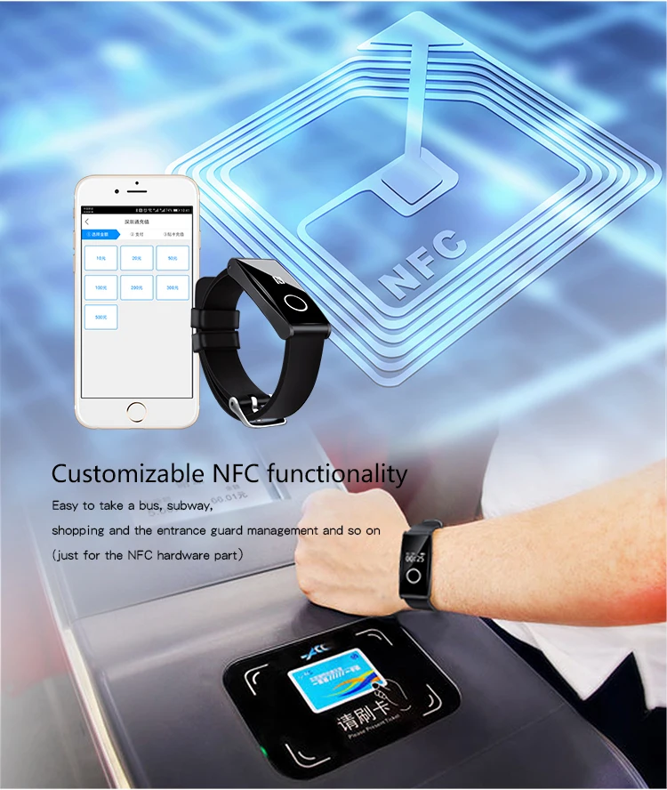 2020 Longvon NFC smart watch Blood Pressure fitness tracker heart rate Monitor Lora smart Bracelet 13.56mhz Intelligent wrist