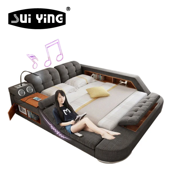 
Factory Wholesale Modern Luxurious Upholstered Multi-functional Smart Leather Bed With Massage 
